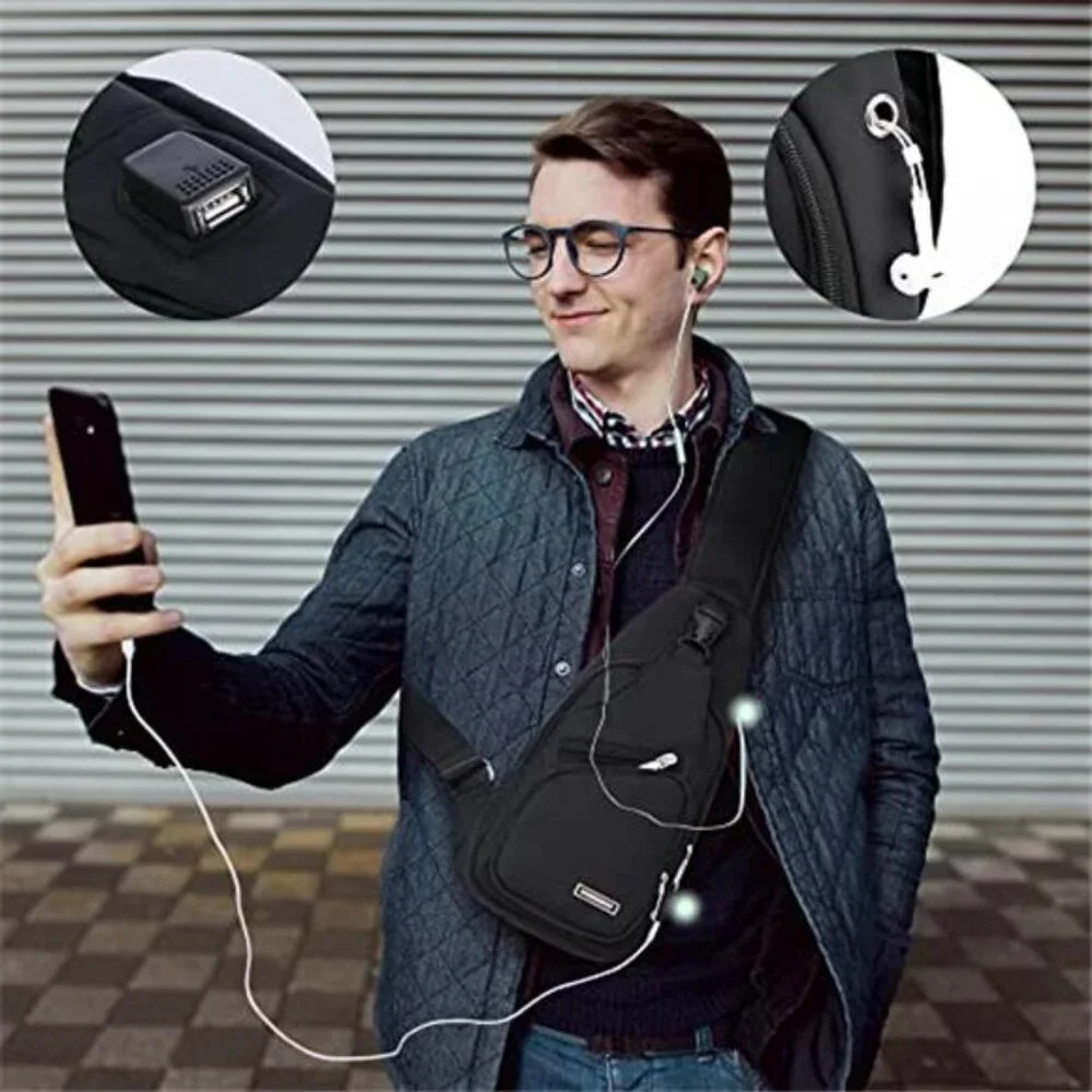 Waterproof Sling Bag Crossbody Backpack for Men Women Sling Backpack Hiking - Picture 4 of 6